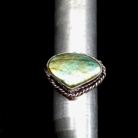 102 NWT Labradorite gemstone crystal 925 silver ring size 9.5 free shipping sale - Picture 6 of 8